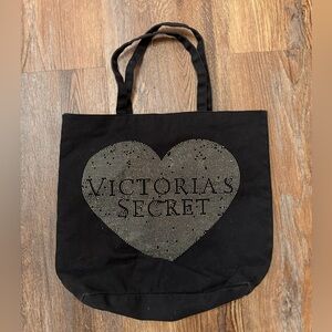 Victoria's Secret Black Tote with Heart Design